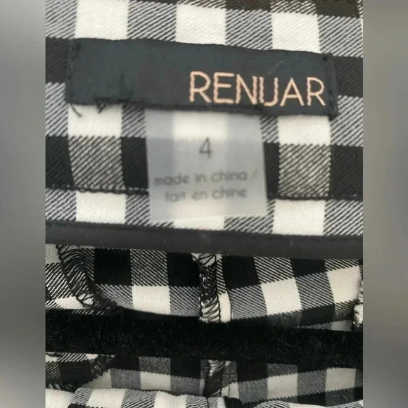 Renuar Black/White Checkered Gingham Stretch Cropped Ankle Pants Women’s 4 EUC‎ - Picture 6 of 12